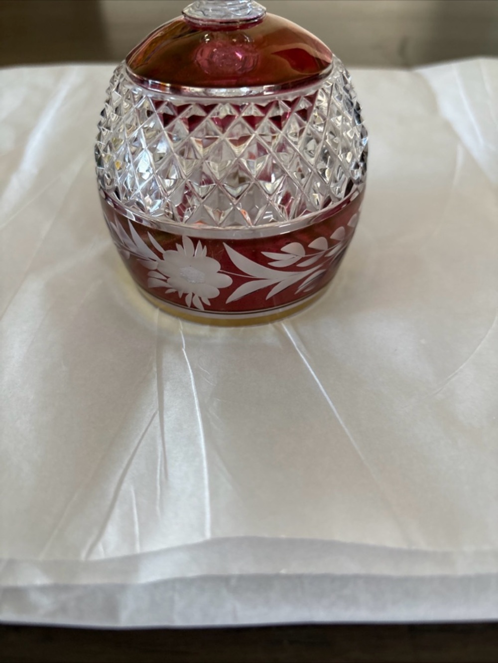 Vintage Golden Crown HandCut Cranberry Lead Crystal E&R Bell Purple/Pink Germany - Picture 8 of 13